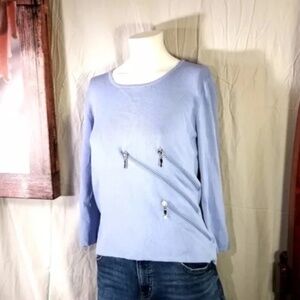 1980s Zipper Design Long Sleeve Top